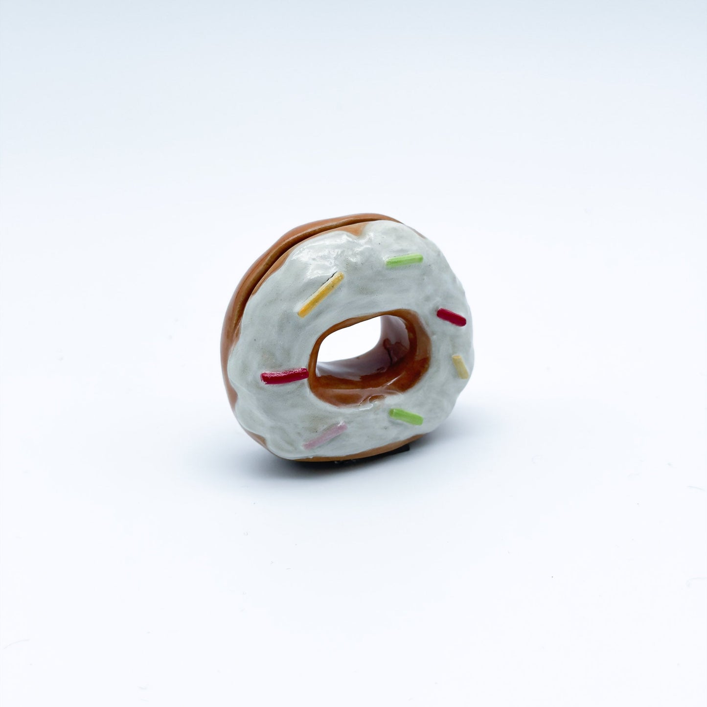 Donut card holder white glaze