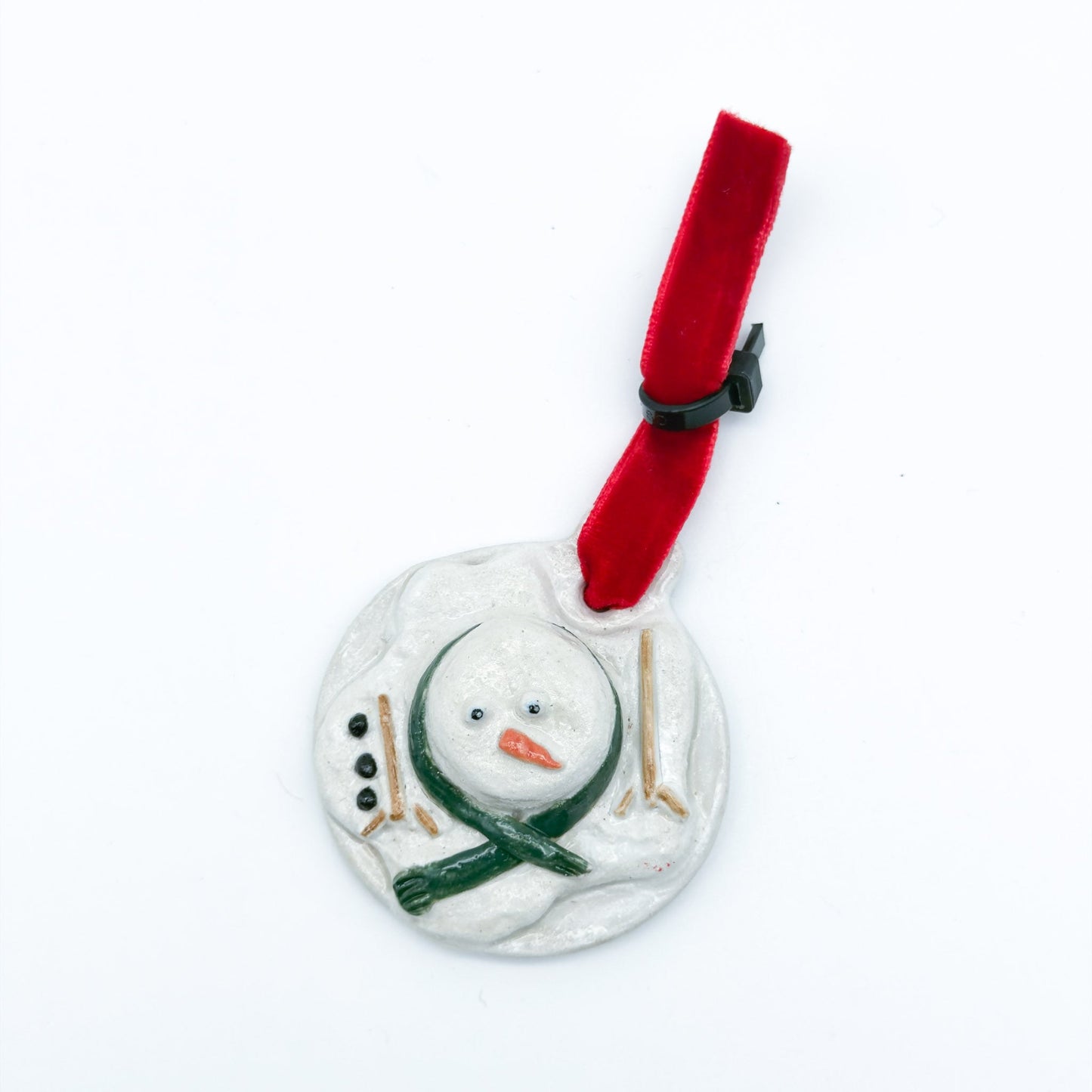 Handmade Ceramic Melted Snowman Christmas Ornament 18