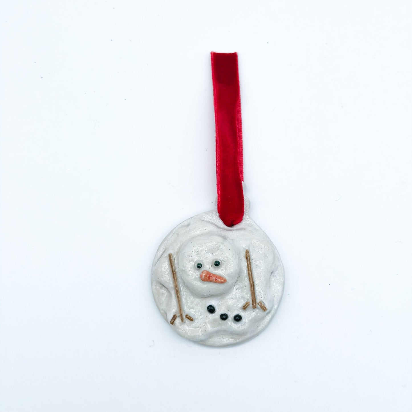 Handmade Ceramic Melted Snowman Christmas Ornament 20